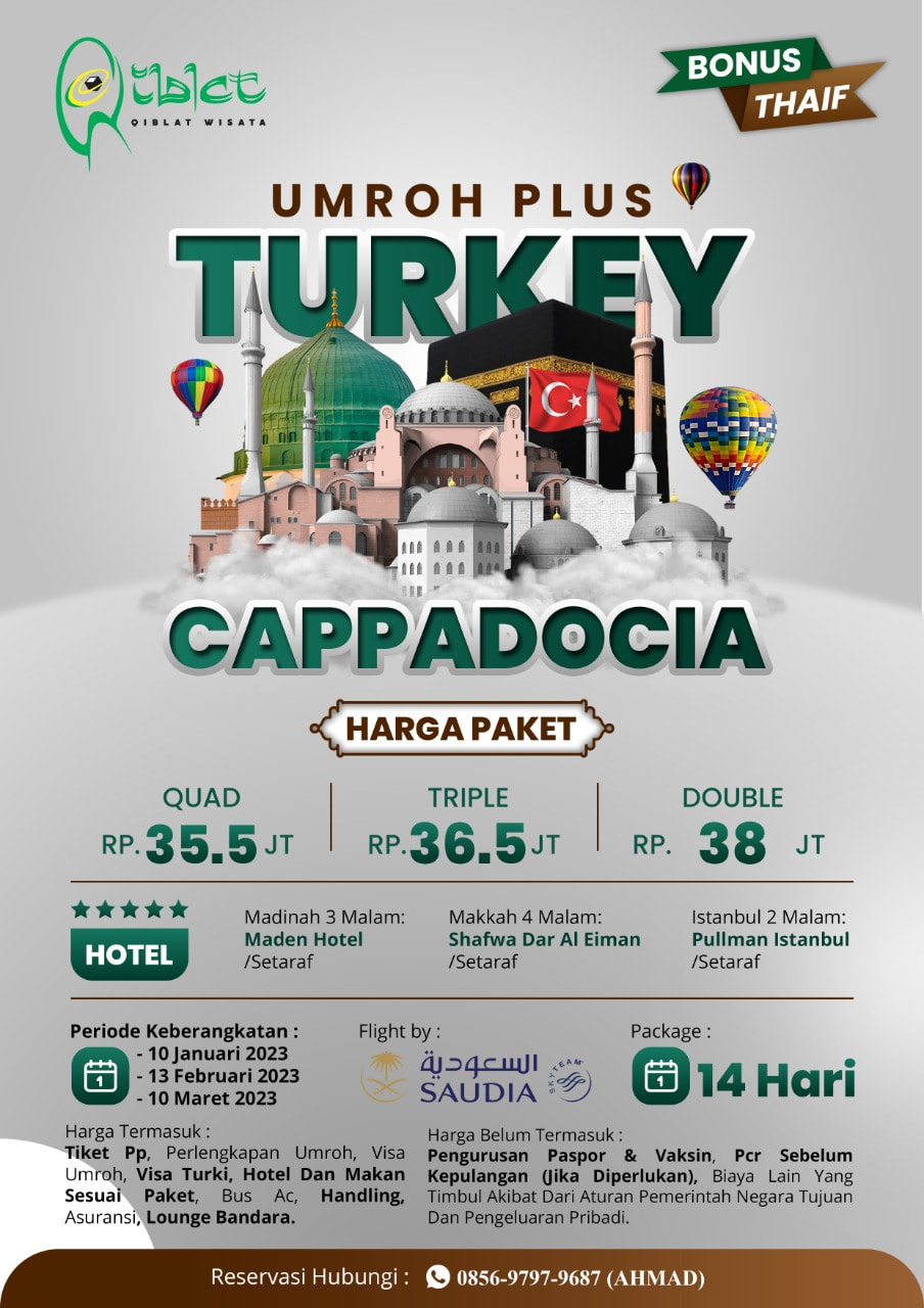 Paket umroh plus turki 2023 Cappadocia